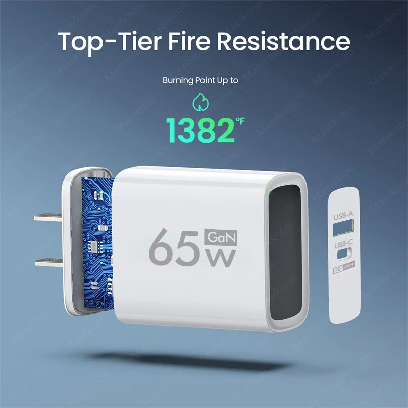 GaN fast charger 4 port USB-C wall adapter