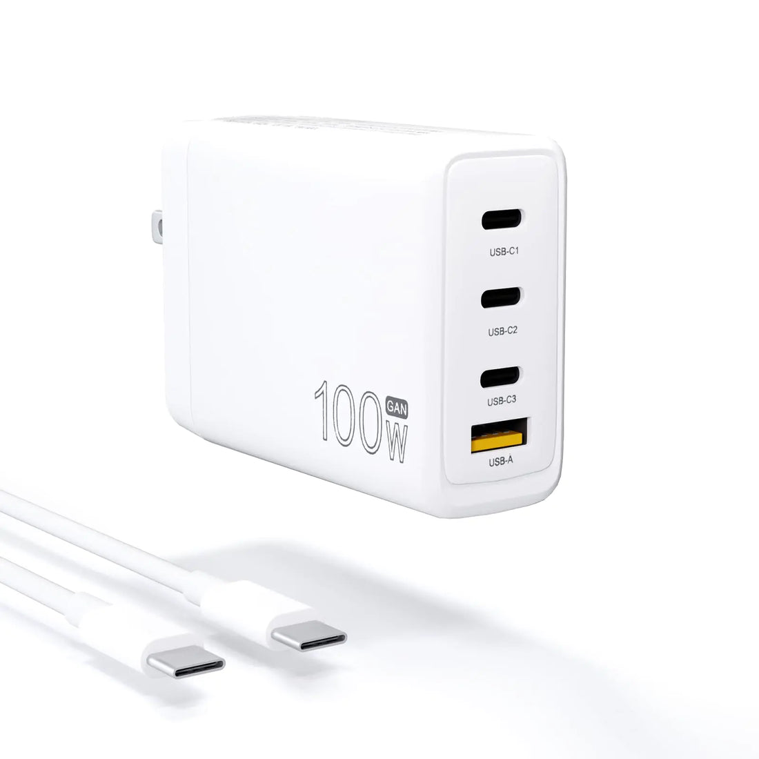 GaN 100W USB-C Laptop Charger,4-Port PD,Fast Charging Station,Fit for Lenovo HP ASUS Samsung MacBook Pro,Air,iPad Pro,Acer,Razer Dell Laptop Cell Phones,with 5ft Type C Cable