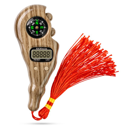 STM Leaders Digital Finger Tasbih with Compass &amp; Night Light - Islamic Prayer Beads Counter Finger Counter for Dhikr Meditation Relaxation and Healing (Brown Wood Lion)