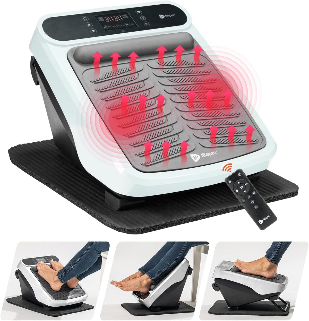 LifePro Foot Massager for Relaxing Calf &amp; Foot Therapy - Vibrating Foot Massage Circulation Machine for Legs and Feet with Heat Combo -Under Desk Foot Massager for Pain Relief and Circulation of Blood