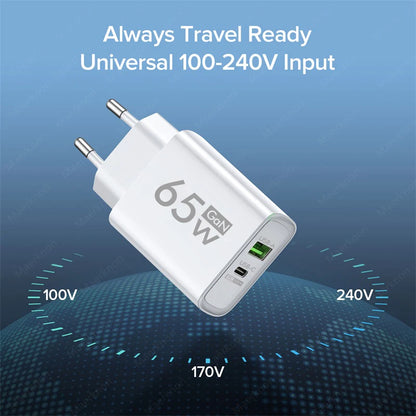 GaN 100W USB-C 4 port charger travel compact