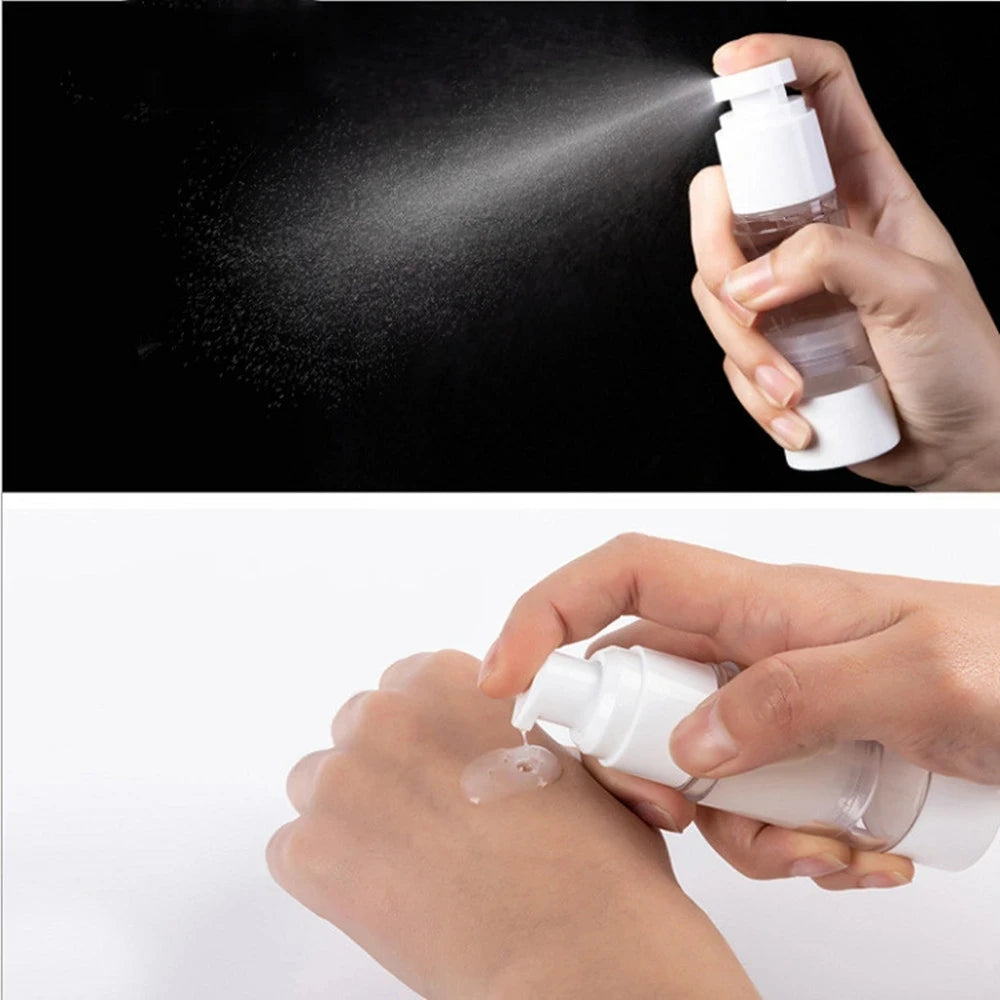 4 in 1 travel pump bottle toiletry dispenser shampoo conditioner TSA leak proof