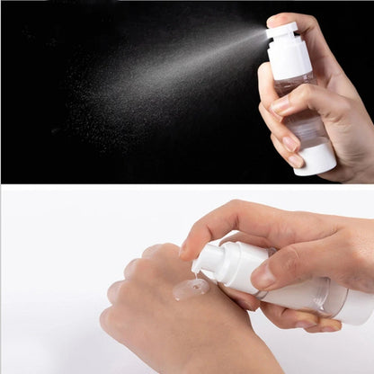 4 in 1 travel pump bottle toiletry dispenser shampoo conditioner TSA leak proof