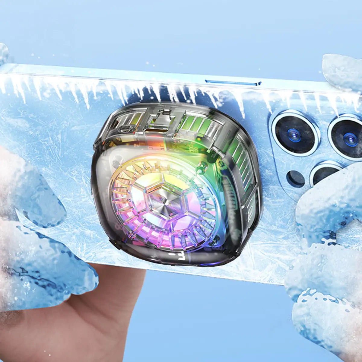 YANISM Magnetic Cell Phone Cooler Plus RGB Phone Cooling Fan Portable Lightweight Mobile Phone Cooling Fan Transparent Phone Radiator with Temperature Display for Mobile GamingTiktok Live Streaming